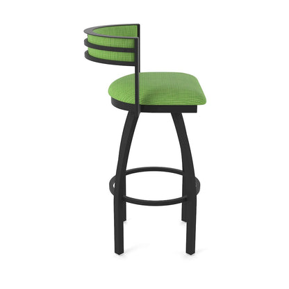 Swivel Counter Stool with Black Wrinkle Finish and Graph Parrot Seat and Back