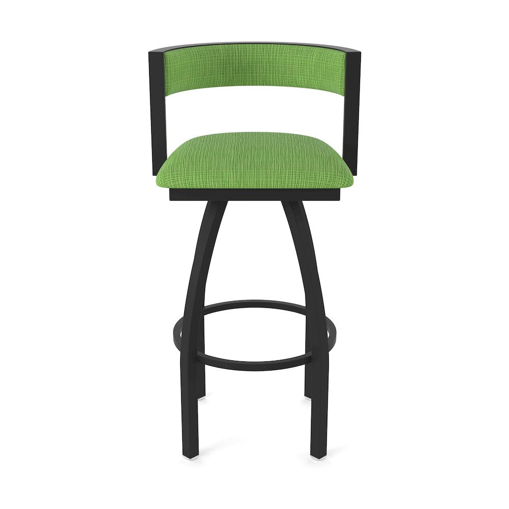 Swivel Counter Stool with Black Wrinkle Finish and Graph Parrot Seat and Back