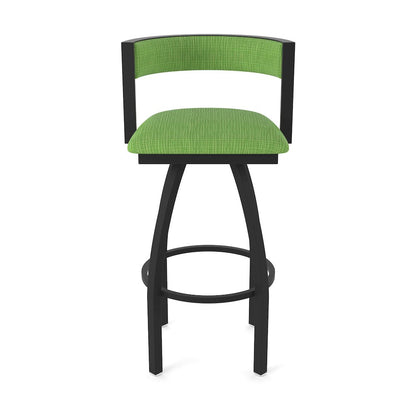Swivel Counter Stool with Black Wrinkle Finish and Graph Parrot Seat and Back