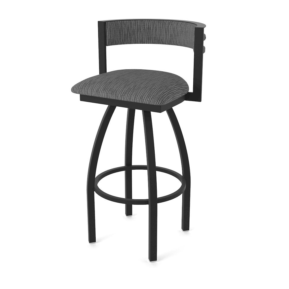 Swivel Counter Stool with Black Wrinkle Finish and Graph Coal Seat and Back