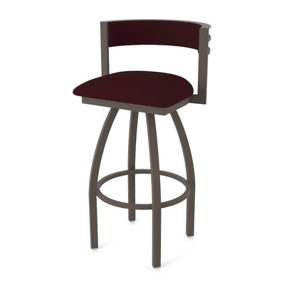 Swivel Counter Stool with Bronze Finish and Canter Bordeaux Seat and Back