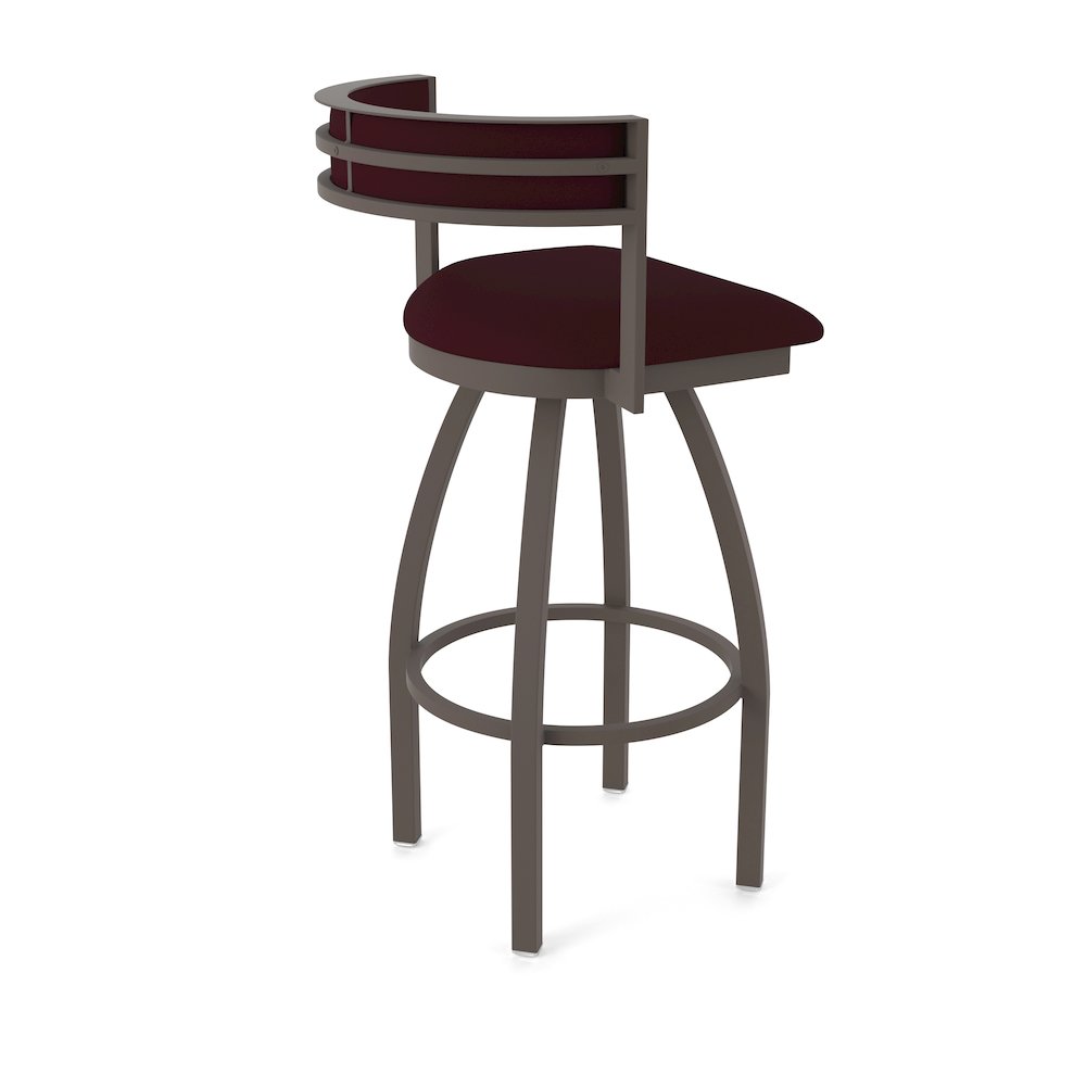 Swivel Counter Stool with Bronze Finish and Canter Bordeaux Seat and Back