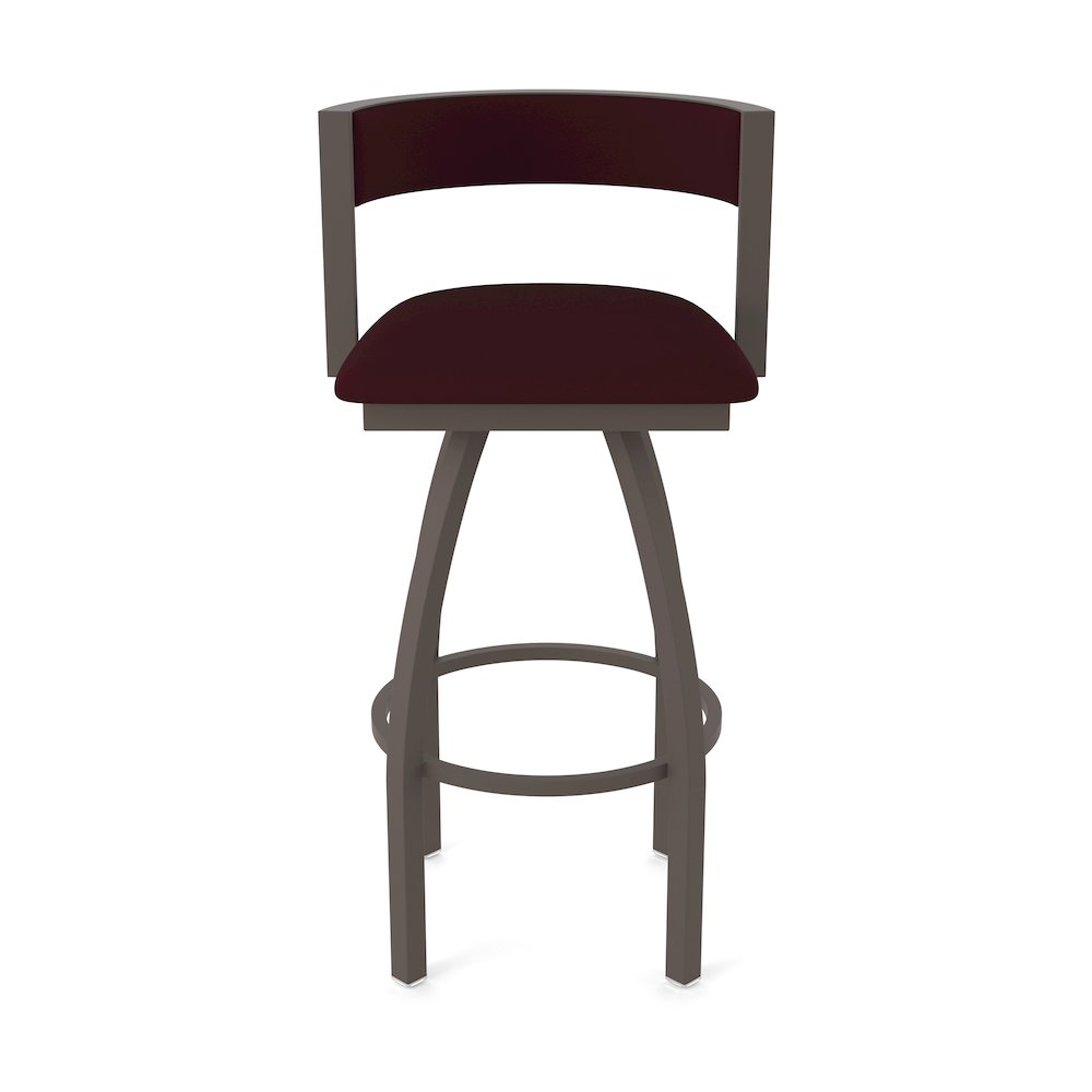 Swivel Counter Stool with Bronze Finish and Canter Bordeaux Seat and Back