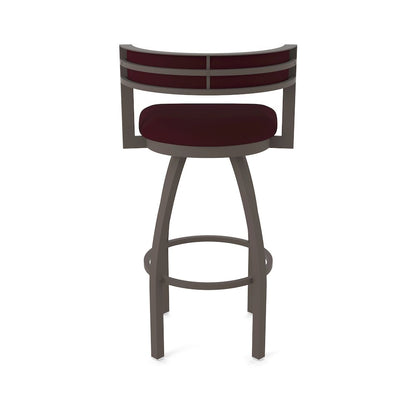 Swivel Counter Stool with Bronze Finish and Canter Bordeaux Seat and Back