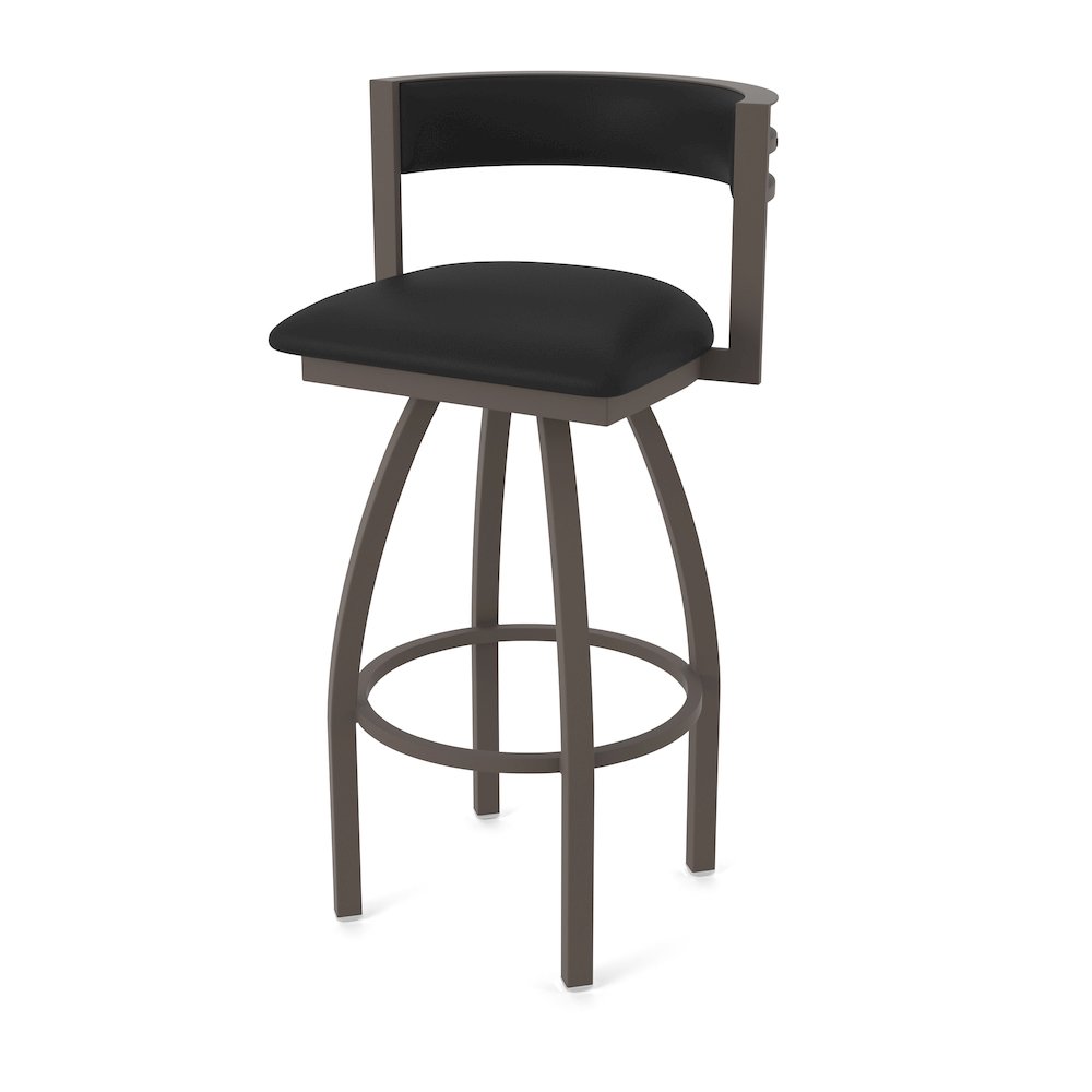 Swivel Counter Stool with Bronze Finish and Black Vinyl Seat and Back