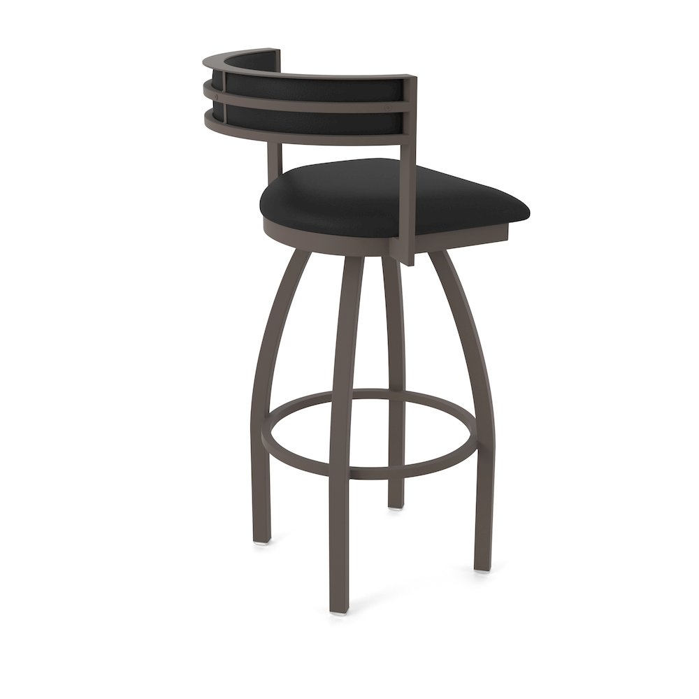 Swivel Counter Stool with Bronze Finish and Black Vinyl Seat and Back