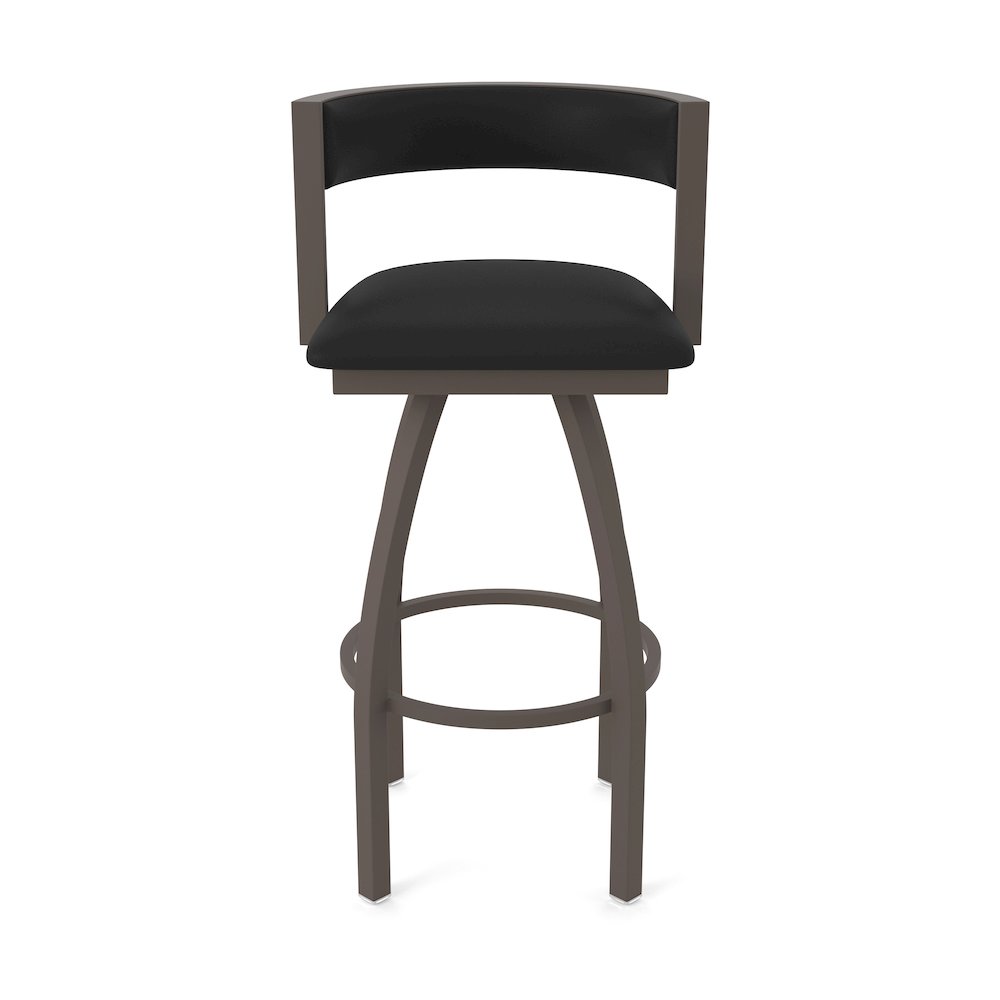 Swivel Counter Stool with Bronze Finish and Black Vinyl Seat and Back