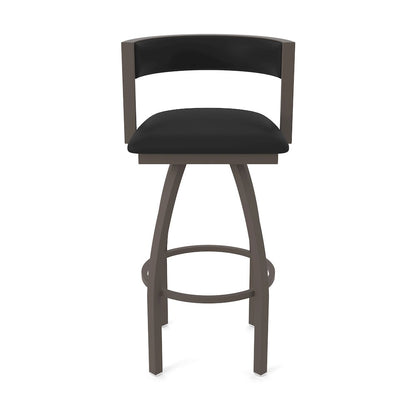 Swivel Counter Stool with Bronze Finish and Black Vinyl Seat and Back