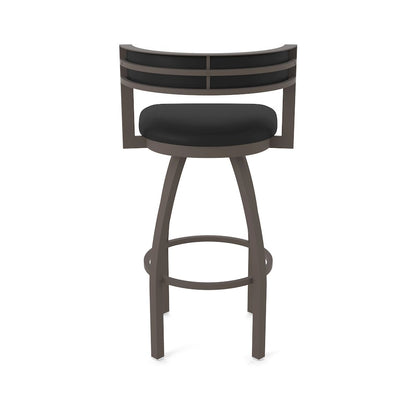 Swivel Counter Stool with Bronze Finish and Black Vinyl Seat and Back