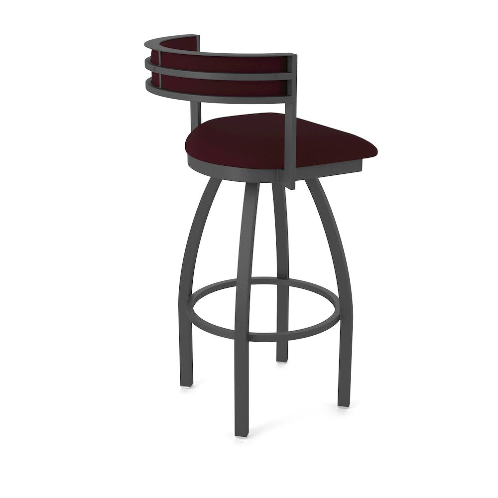 Swivel Counter Stool with Pewter Finish and Canter Bordeaux Seat and Back