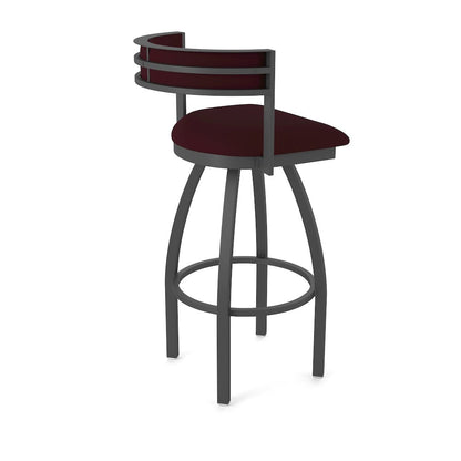 Swivel Counter Stool with Pewter Finish and Canter Bordeaux Seat and Back
