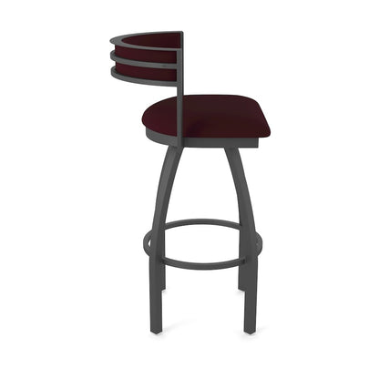 Swivel Counter Stool with Pewter Finish and Canter Bordeaux Seat and Back