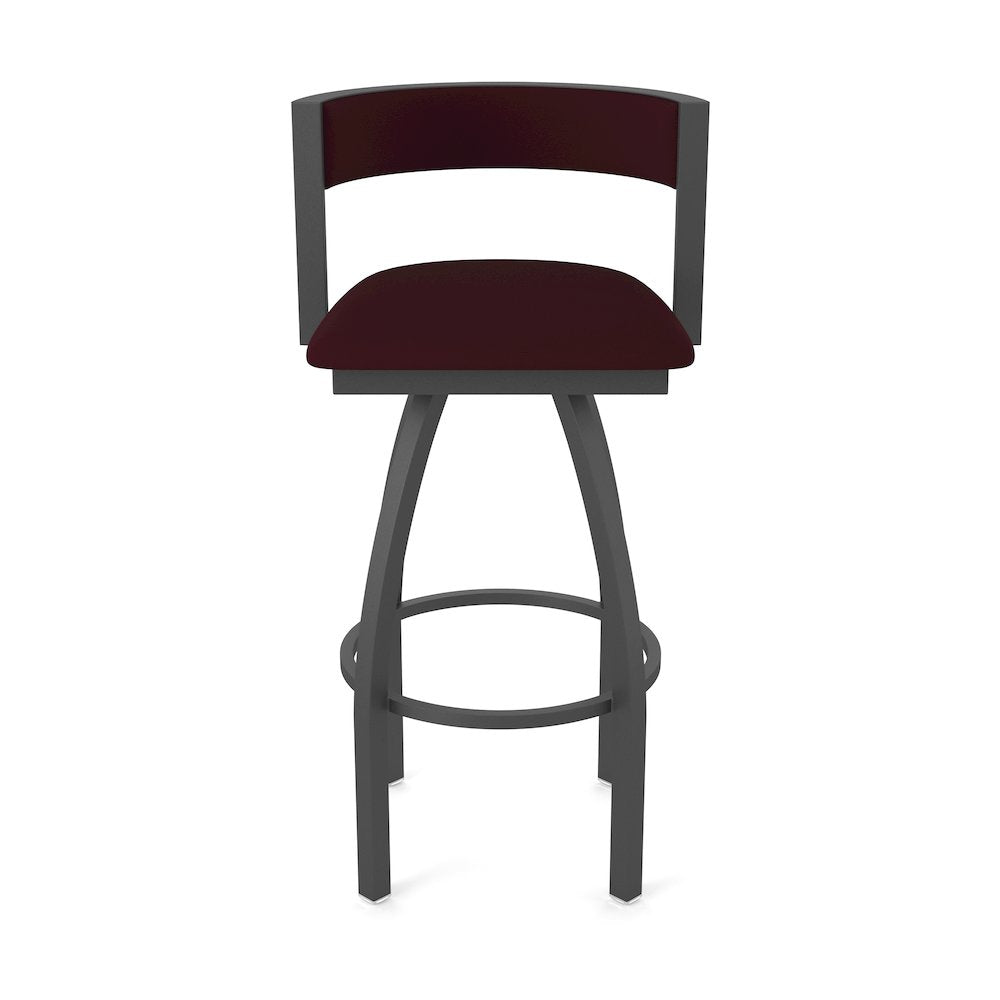 Swivel Counter Stool with Pewter Finish and Canter Bordeaux Seat and Back