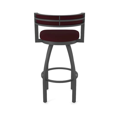 Swivel Counter Stool with Pewter Finish and Canter Bordeaux Seat and Back