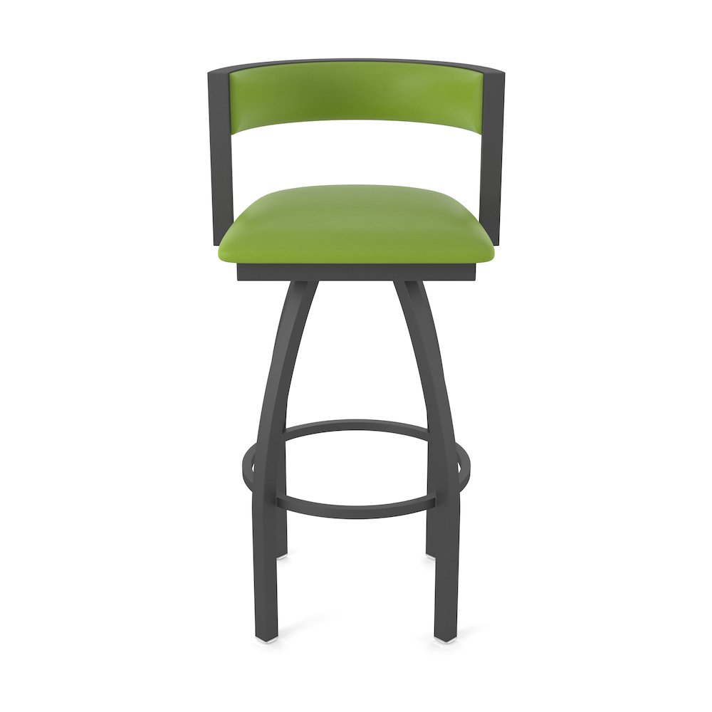 Swivel Counter Stool with Pewter Finish and Canter Kiwi Green Seat and Back