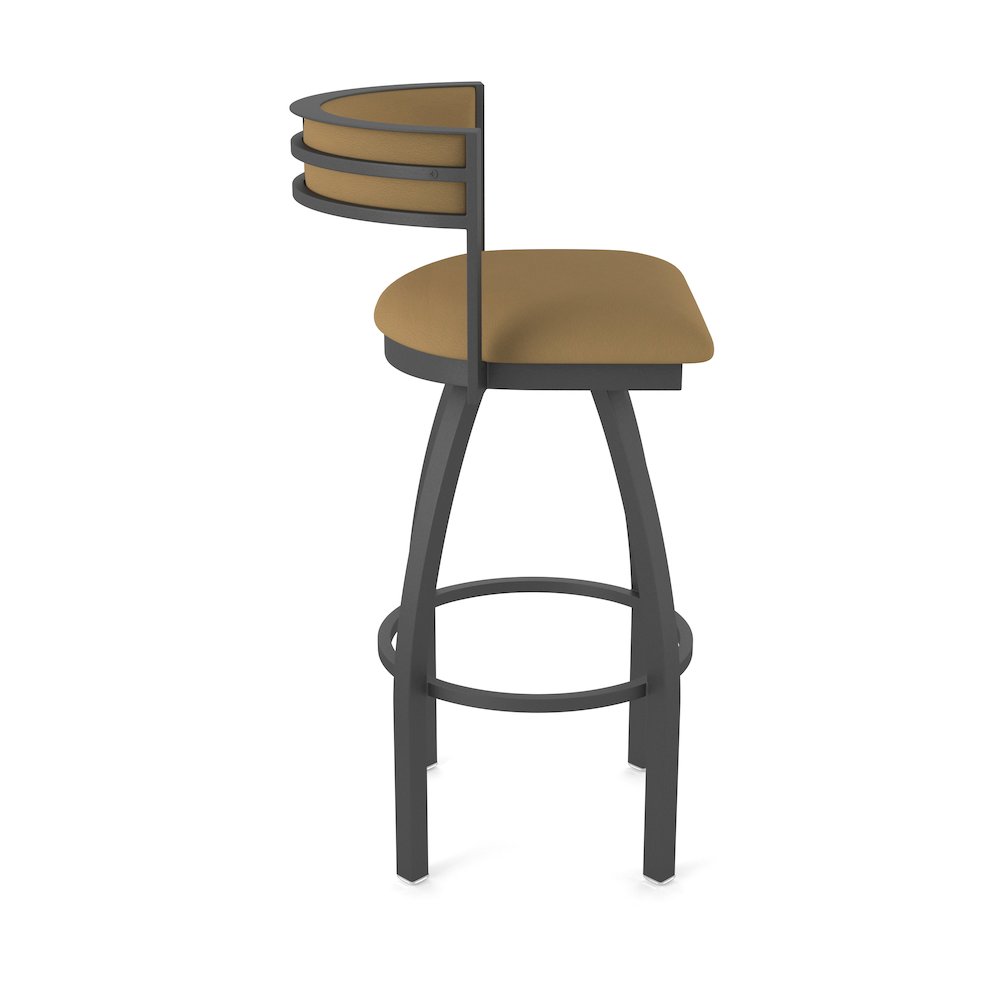 Swivel Counter Stool with Pewter Finish and Canter Saddle Seat and Back