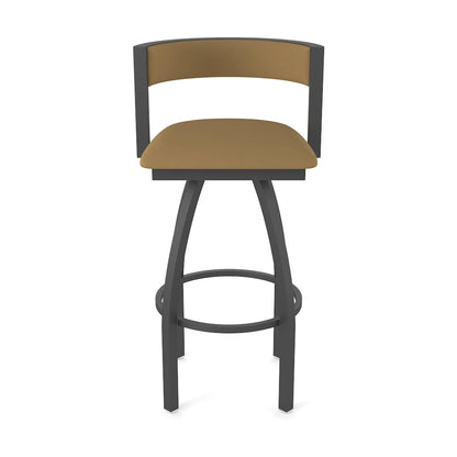 Swivel Counter Stool with Pewter Finish and Canter Saddle Seat and Back