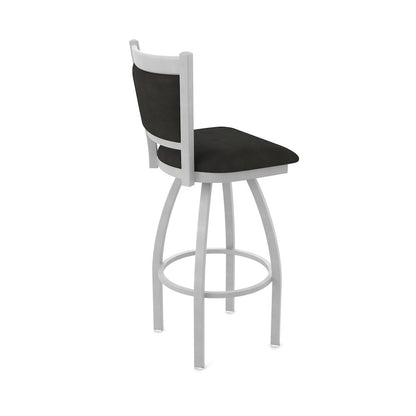 Swivel Counter Stool with Anodized Nickel Finish and Canter Espresso Seat