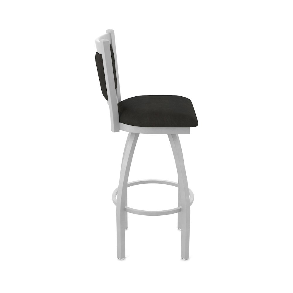 Swivel Counter Stool with Anodized Nickel Finish and Canter Espresso Seat