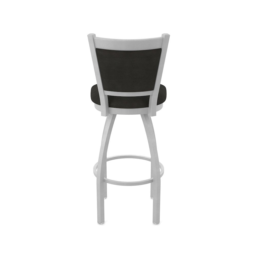 Swivel Counter Stool with Anodized Nickel Finish and Canter Espresso Seat