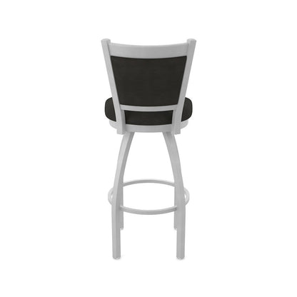 Swivel Counter Stool with Anodized Nickel Finish and Canter Espresso Seat