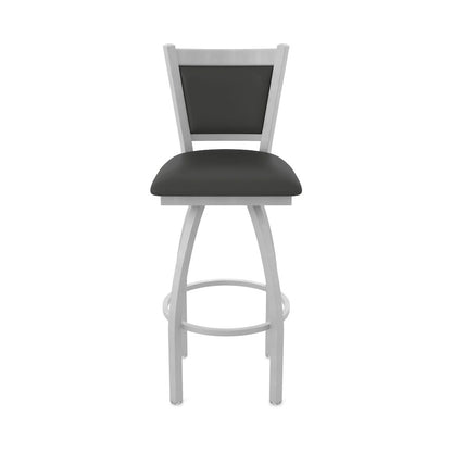Swivel Counter Stool with Anodized Nickel Finish and Canter Iron Seat and Back