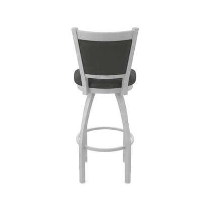 Swivel Counter Stool with Anodized Nickel Finish and Canter Iron Seat and Back