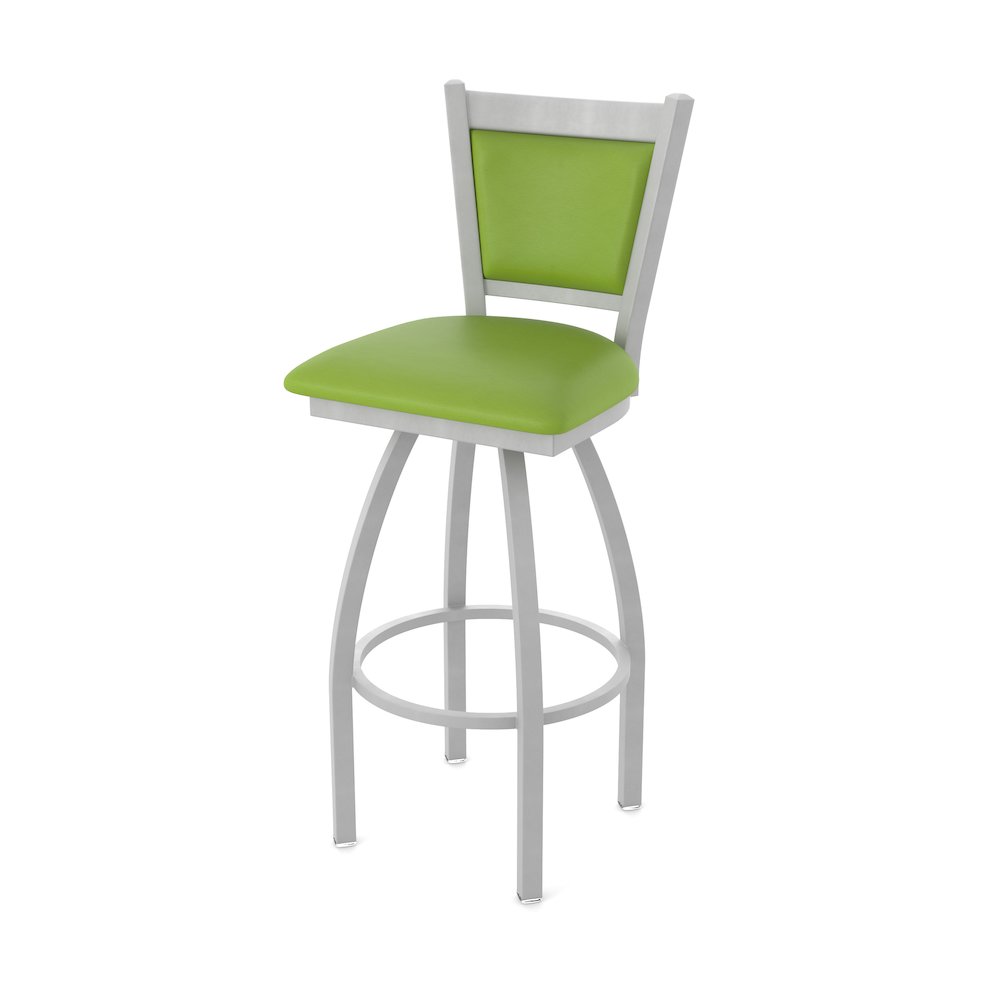 Swivel Counter Stool with Anodized Nickel Finish and Canter Kiwi Green Seat