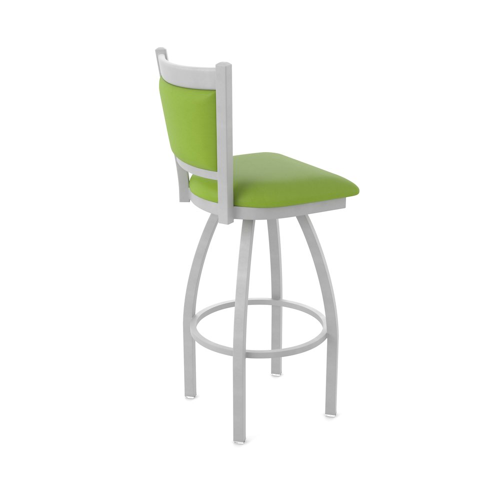 Swivel Counter Stool with Anodized Nickel Finish and Canter Kiwi Green Seat