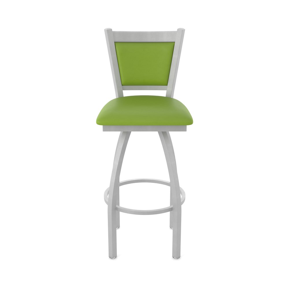 Swivel Counter Stool with Anodized Nickel Finish and Canter Kiwi Green Seat
