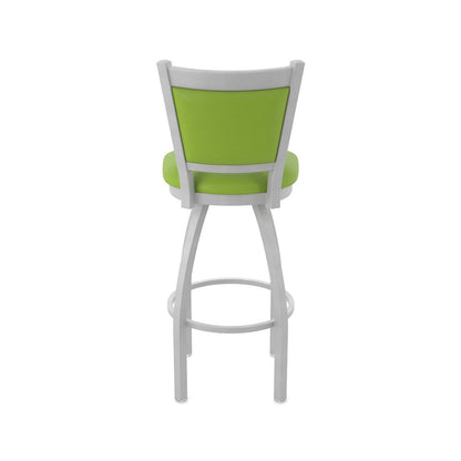 Swivel Counter Stool with Anodized Nickel Finish and Canter Kiwi Green Seat