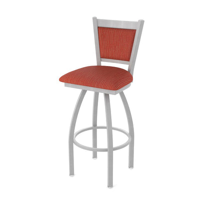 Swivel Counter Stool with Anodized Nickel Finish and Graph Poppy Seat and Back