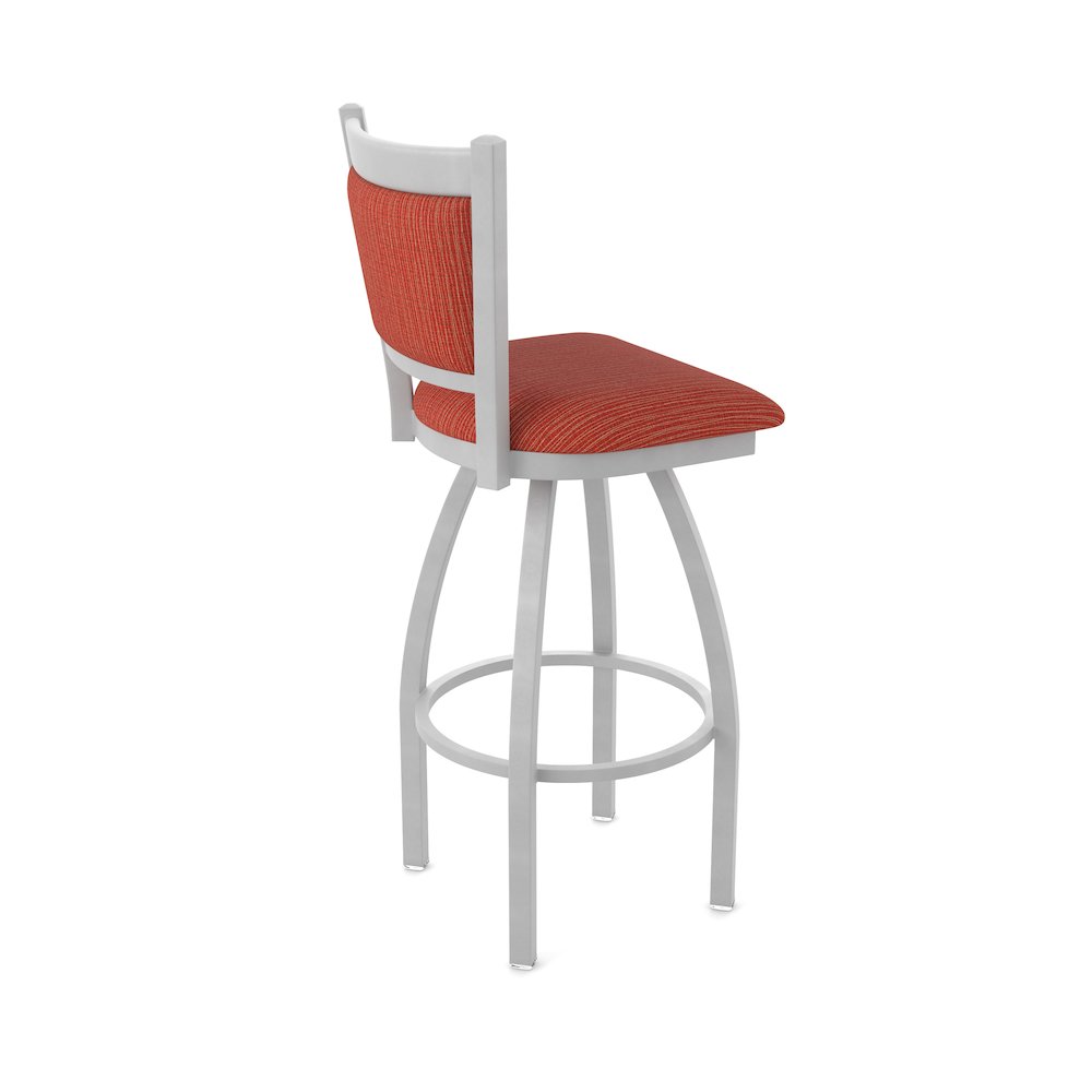 Swivel Counter Stool with Anodized Nickel Finish and Graph Poppy Seat and Back