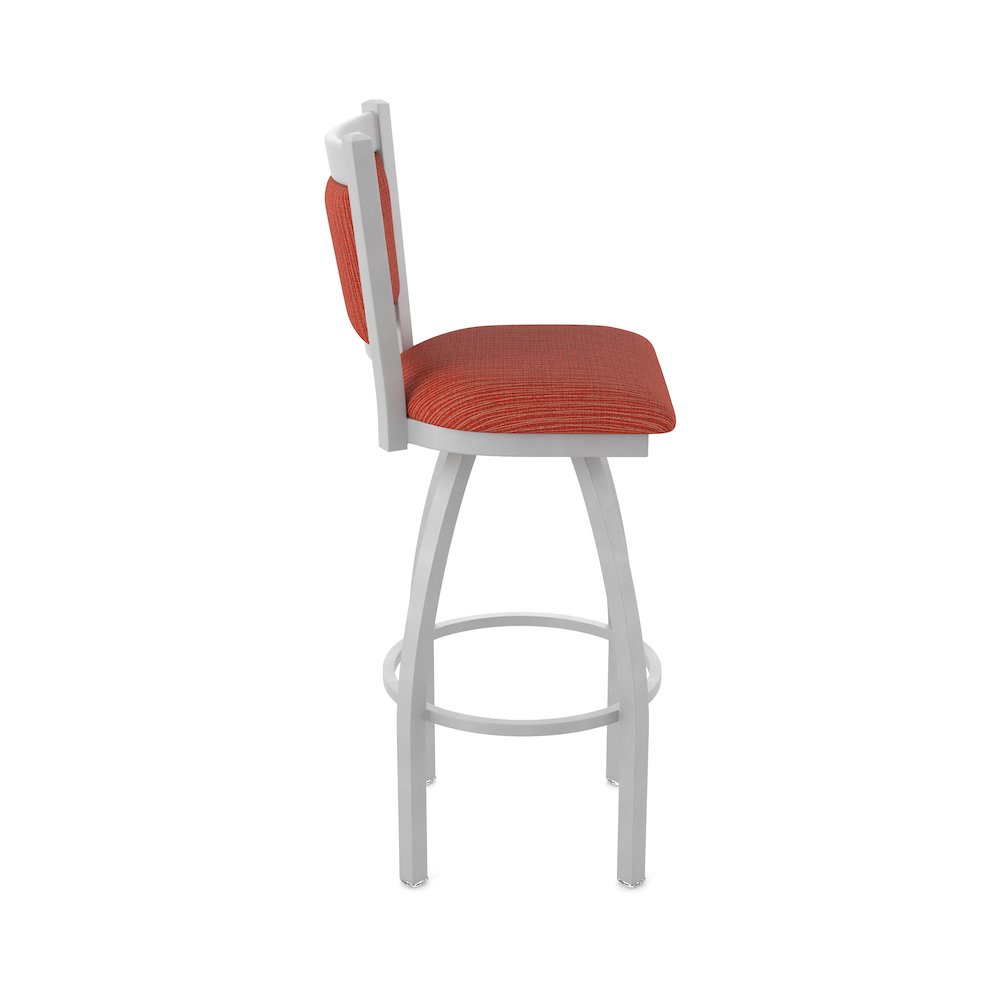 Swivel Counter Stool with Anodized Nickel Finish and Graph Poppy Seat and Back