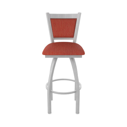 Swivel Counter Stool with Anodized Nickel Finish and Graph Poppy Seat and Back