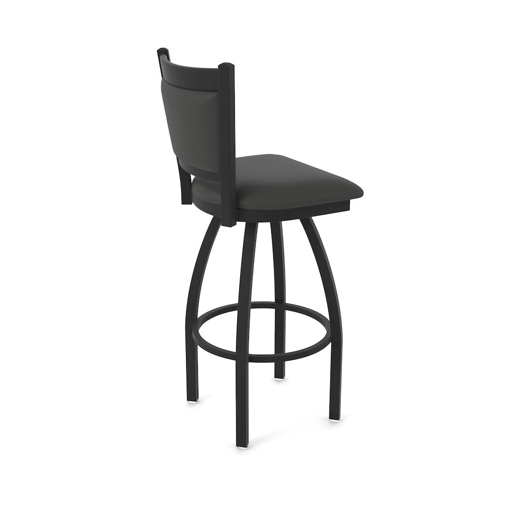 Swivel Counter Stool with Black Wrinkle Finish and Canter Iron Seat and Back