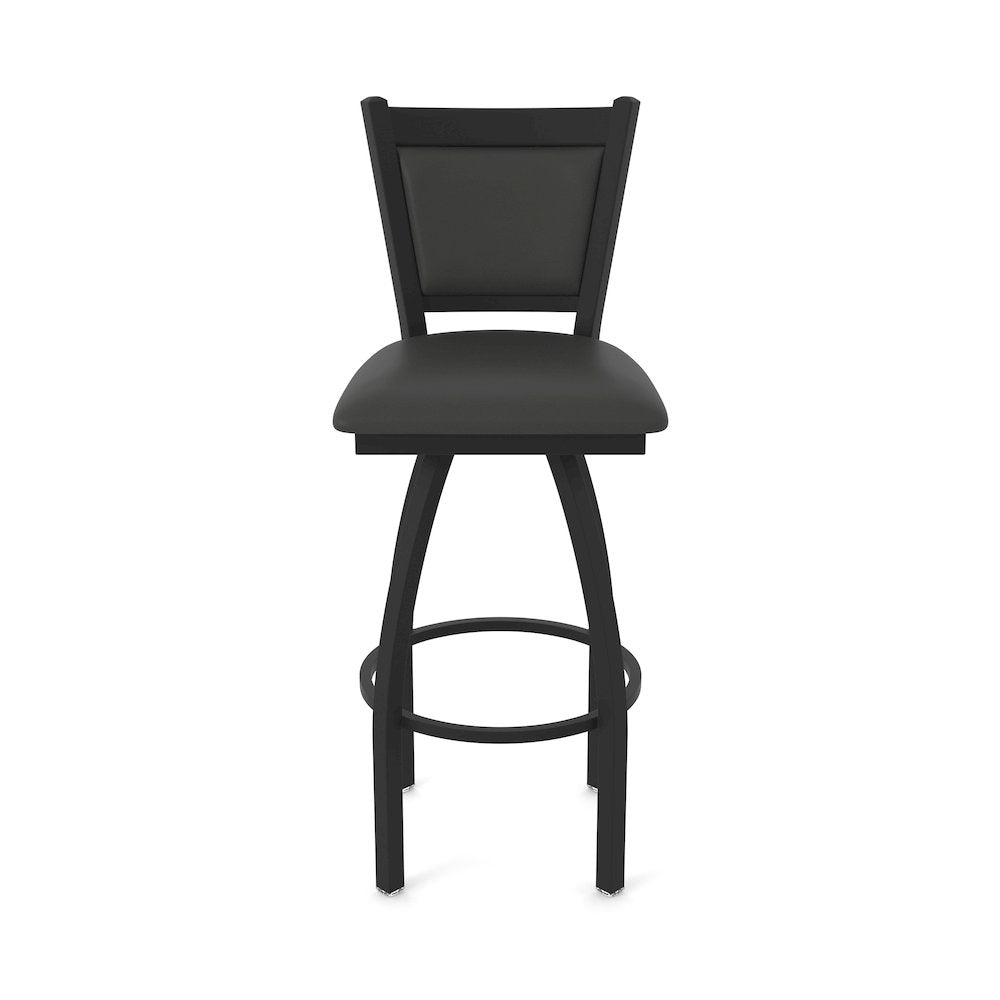 Swivel Counter Stool with Black Wrinkle Finish and Canter Iron Seat and Back