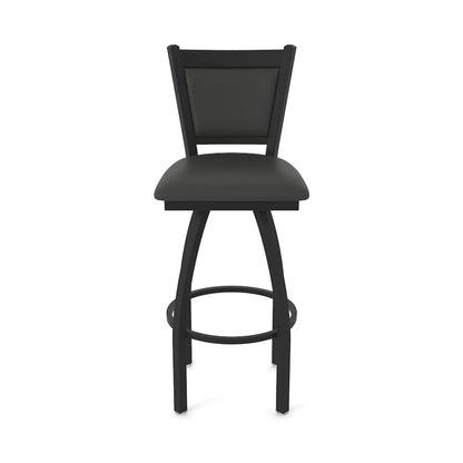 Swivel Counter Stool with Black Wrinkle Finish and Canter Iron Seat and Back