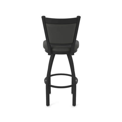 Swivel Counter Stool with Black Wrinkle Finish and Canter Iron Seat and Back