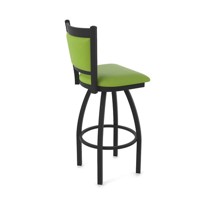 Swivel Counter Stool with Black Wrinkle Finish and Canter Kiwi Green Seat