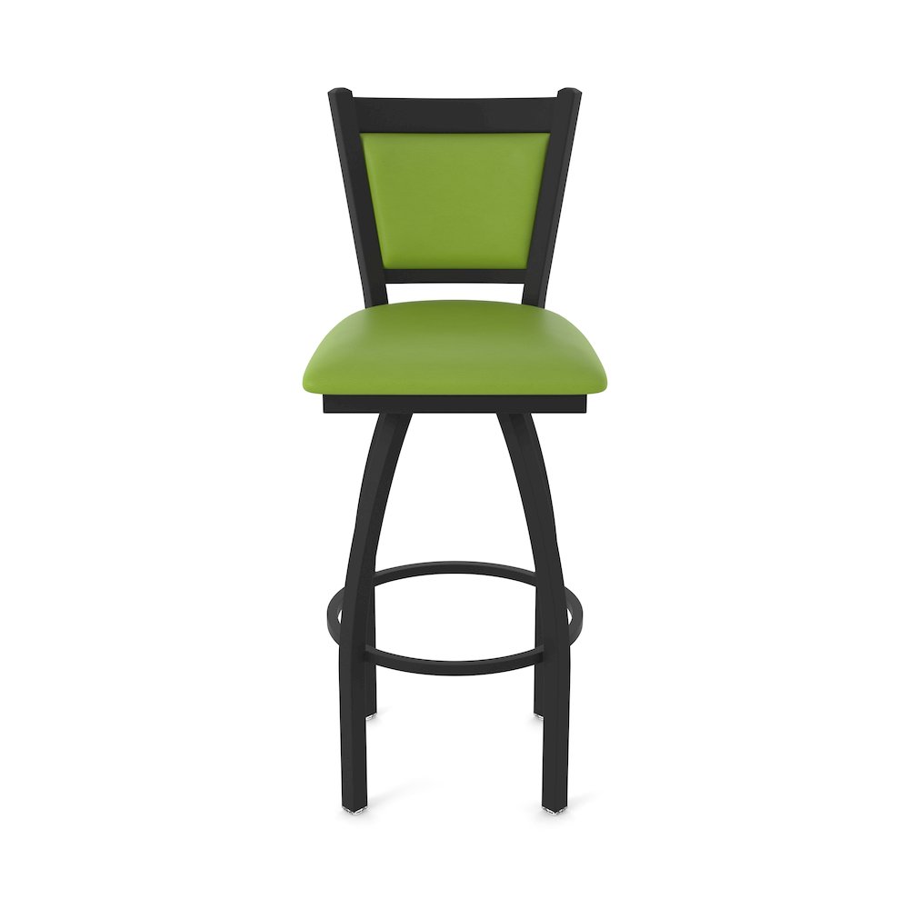 Swivel Counter Stool with Black Wrinkle Finish and Canter Kiwi Green Seat
