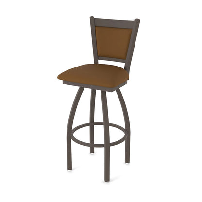 Swivel Counter Stool with Bronze Finish and Canter Thatch Seat and Back