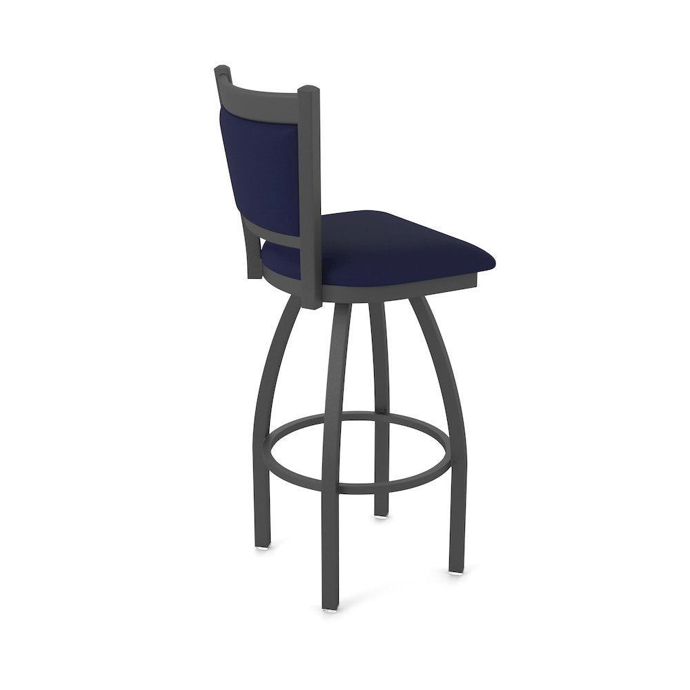 Swivel Counter Stool with Pewter Finish and Canter Twilight Seat and Back