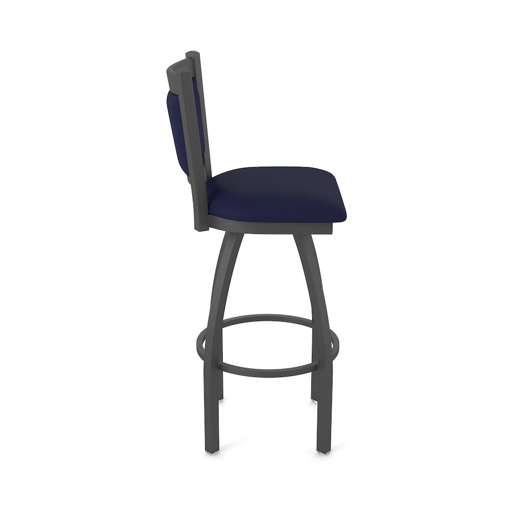 Swivel Counter Stool with Pewter Finish and Canter Twilight Seat and Back