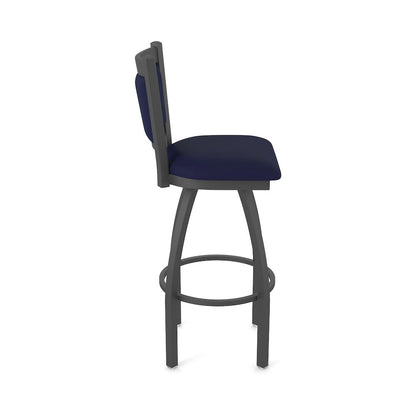 Swivel Counter Stool with Pewter Finish and Canter Twilight Seat and Back