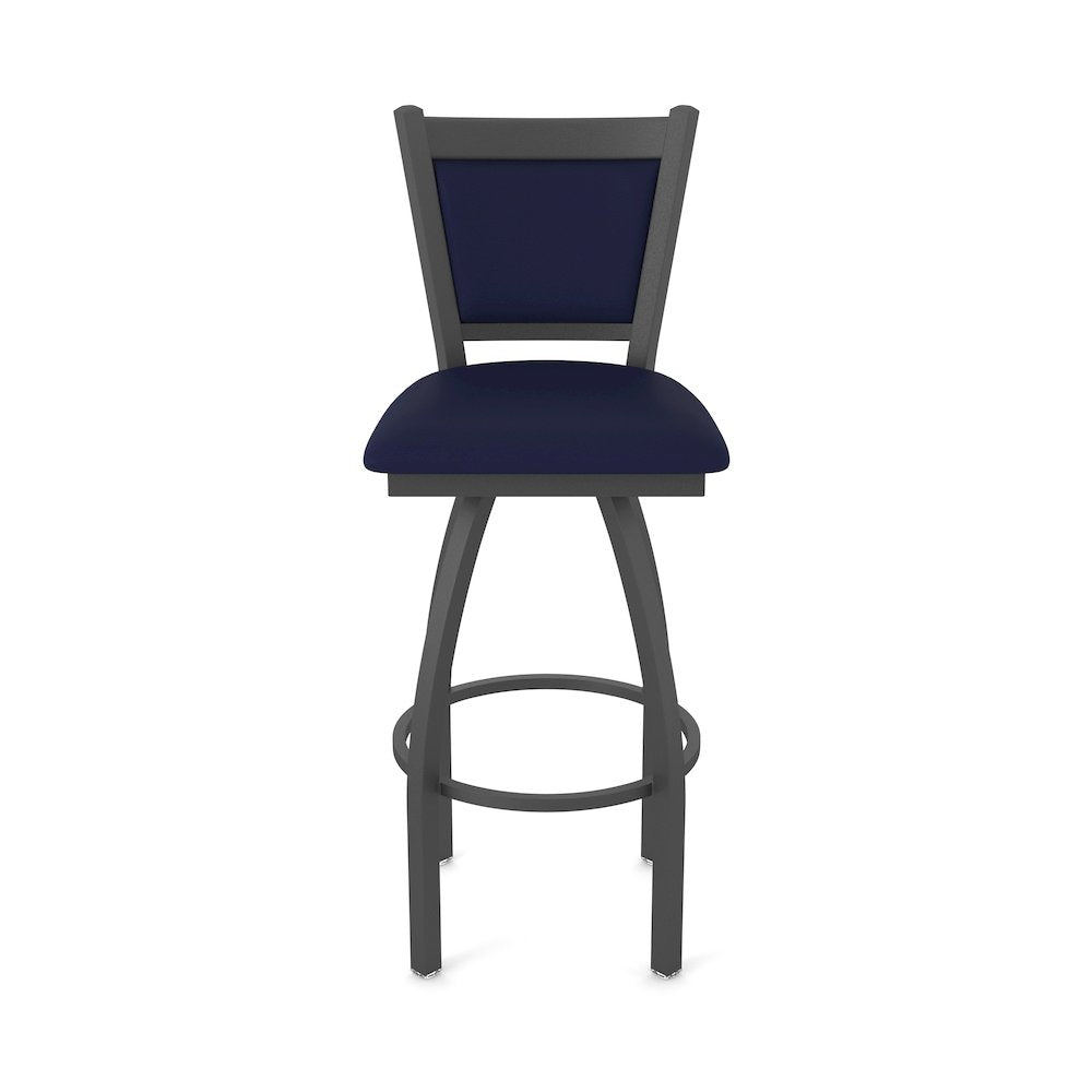 Swivel Counter Stool with Pewter Finish and Canter Twilight Seat and Back