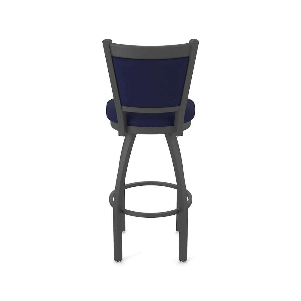 Swivel Counter Stool with Pewter Finish and Canter Twilight Seat and Back