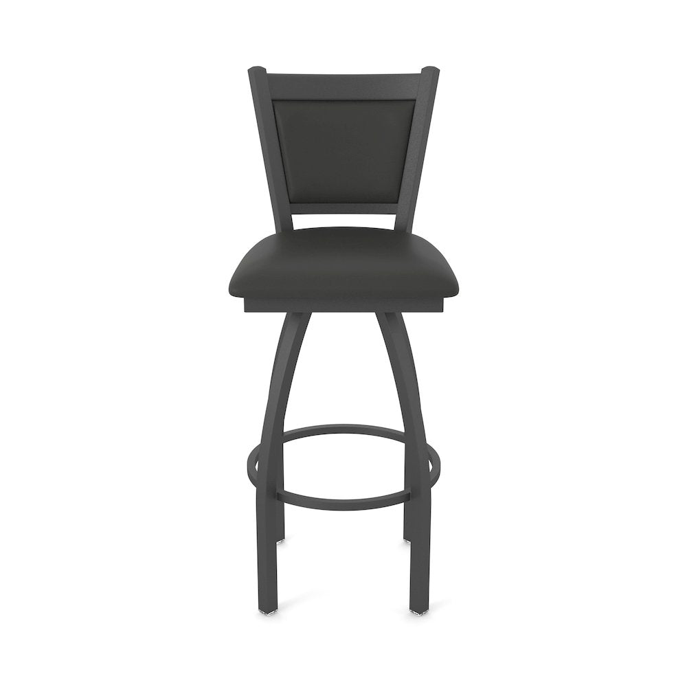 Swivel Counter Stool with Pewter Finish and Canter Iron Seat and Back