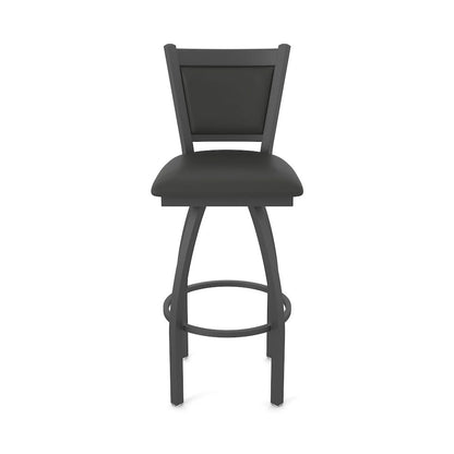 Swivel Counter Stool with Pewter Finish and Canter Iron Seat and Back