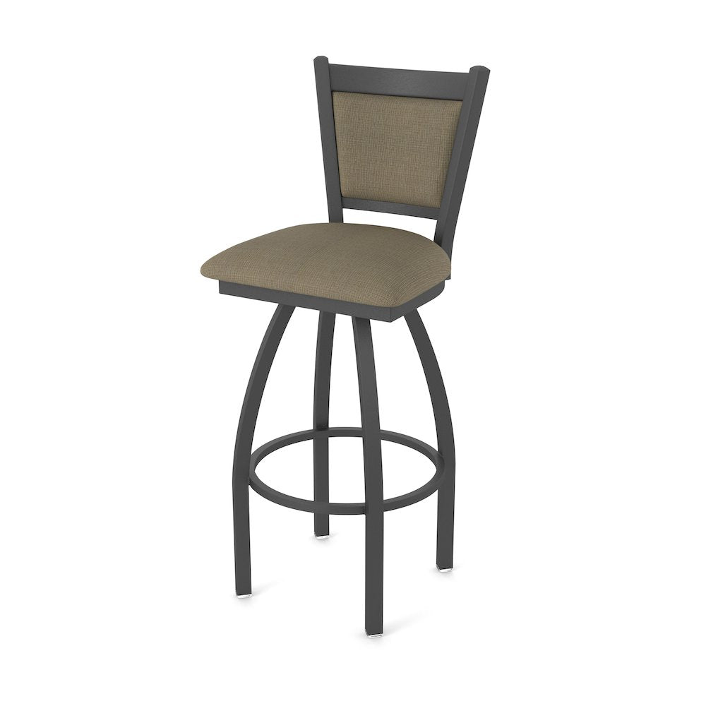 Swivel Counter Stool with Pewter Finish and Graph Cork Seat and Back